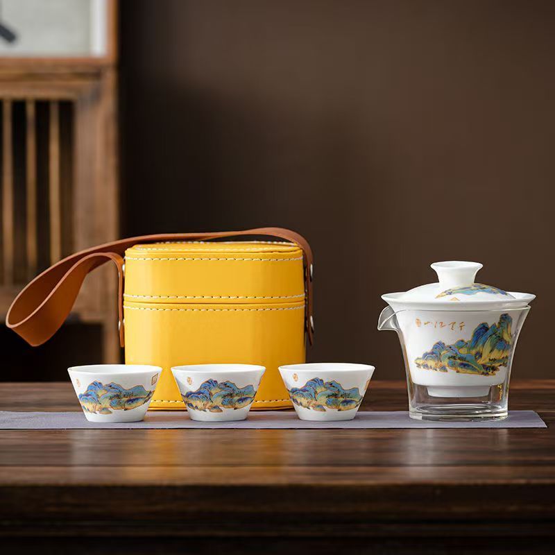 Korean Tea Set - Дорожный чайный набор из белого фарфора,