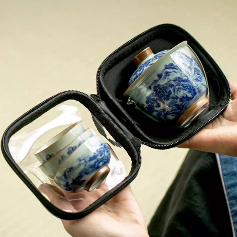 Korean Tea Set - Китайская ретро сине-белая фарфоровая чайная чашка,